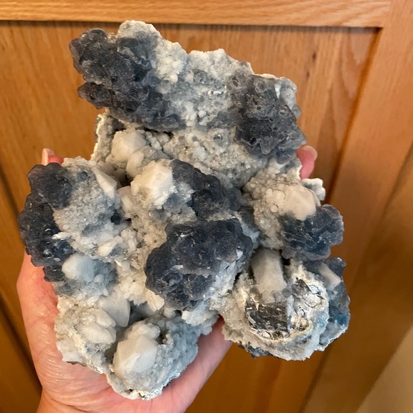 HUGE Blue fluorite on milky quartz cluster formation from Inner Mongolia, China - Picture 2 of 11
